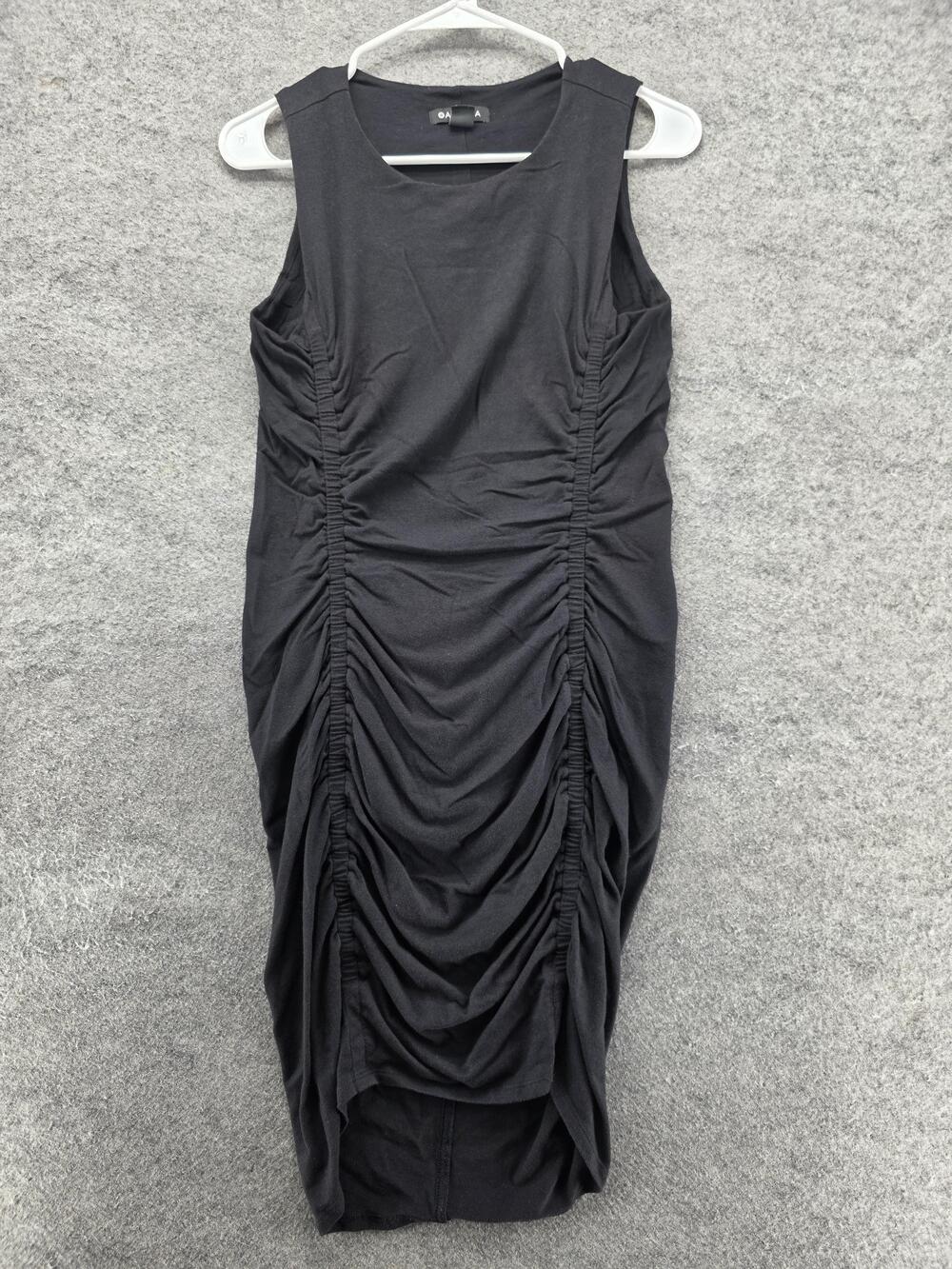 Athleta Dress Womens Small Black Ruched Sleeveless Bodycon Midi Athleisure